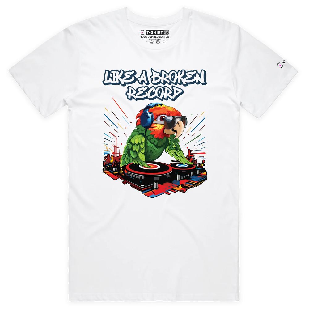 VOICEART DJ Parrot Funny Animals T-Shirt with Premium Quality Graphic Design S