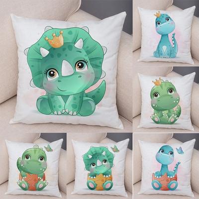 Cartoon Jurassic Dinosaur Cushion Cover Decoration Cute Animal Pillow Case Soft Pillowcase For Children Room Sofa Home Car