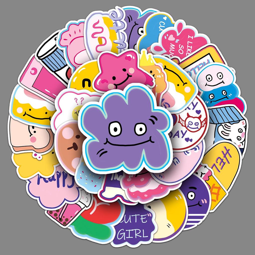 Korean Style Cute Cartoon Graffiti Stickers - 50 Waterproof Sheets for Phone Cases & Suitcases