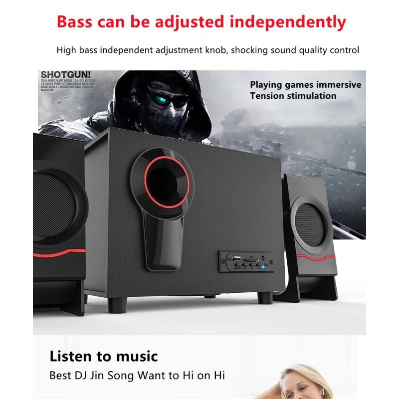 2.1 Multimedia Bluetooth Audio System Home Theater Surround Computer Active Combination Wooden Speaker AUX USB Cable Post TV PC