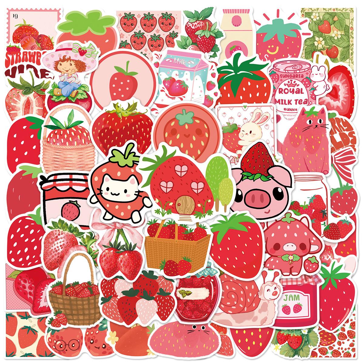 

50Pcs Kawaii Strawberry Stickers DIY Stickers Scrapbooking Phone Luggage Skateboard Vinyl Waterproof Graffiti Decals
