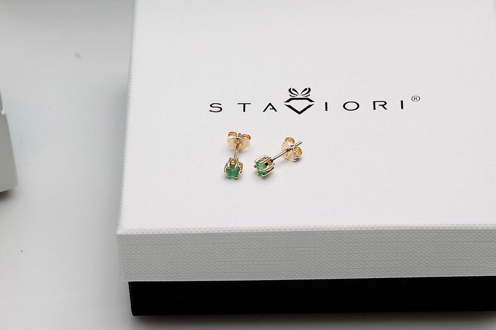 Gold Earrings with Emeralds