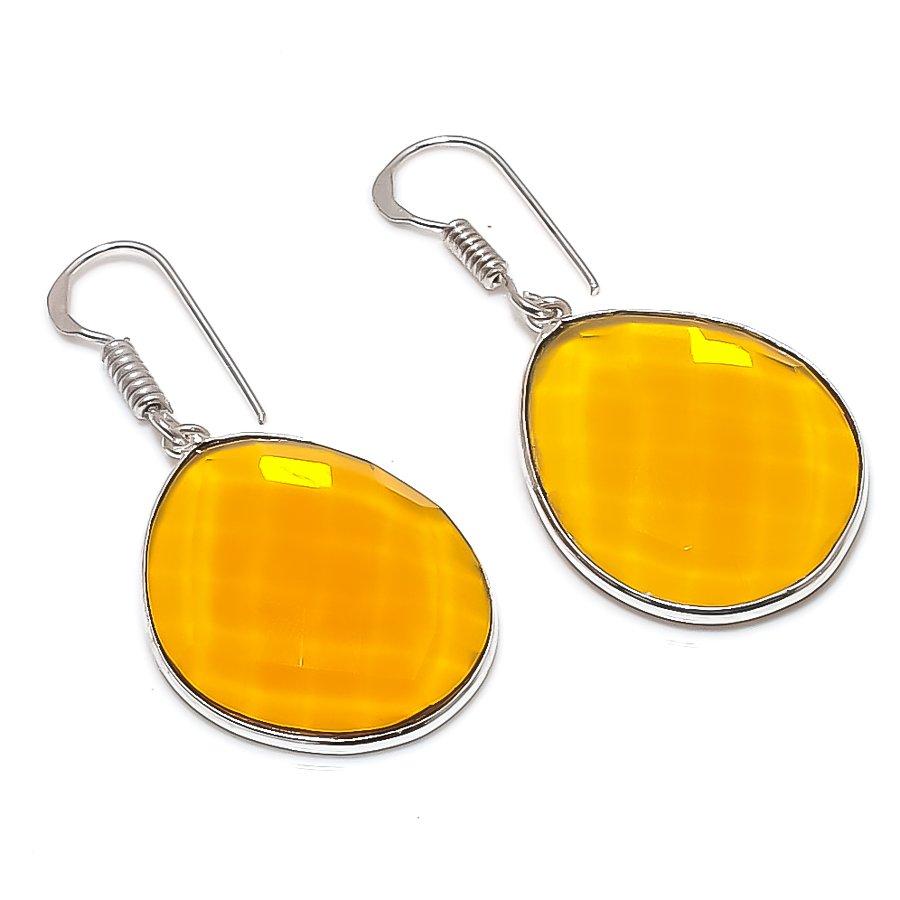 

Citrine Gemstone Handmade 925 Sterling Silver Earring 1.77 KJ-1146