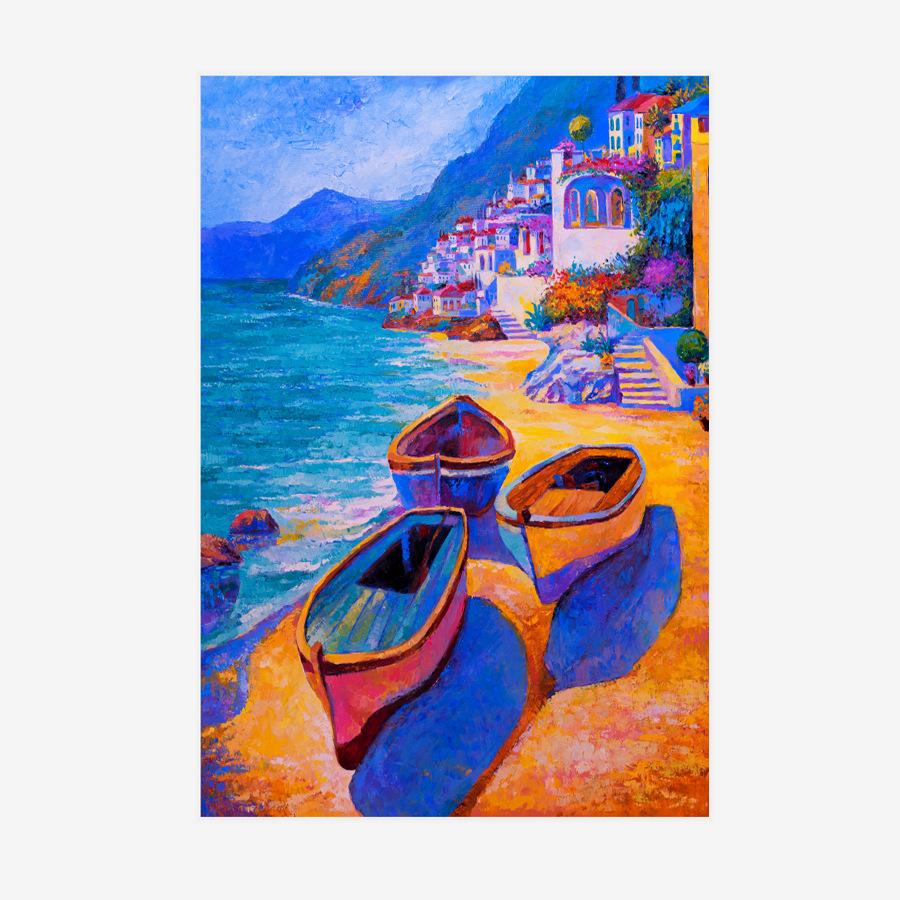 

Акварельный стиль Лодка у моря Декоративная живопись Холст Картина маслом Куадрос Декорасьон Салон Европейская настенная живопись Синий 21*30cm