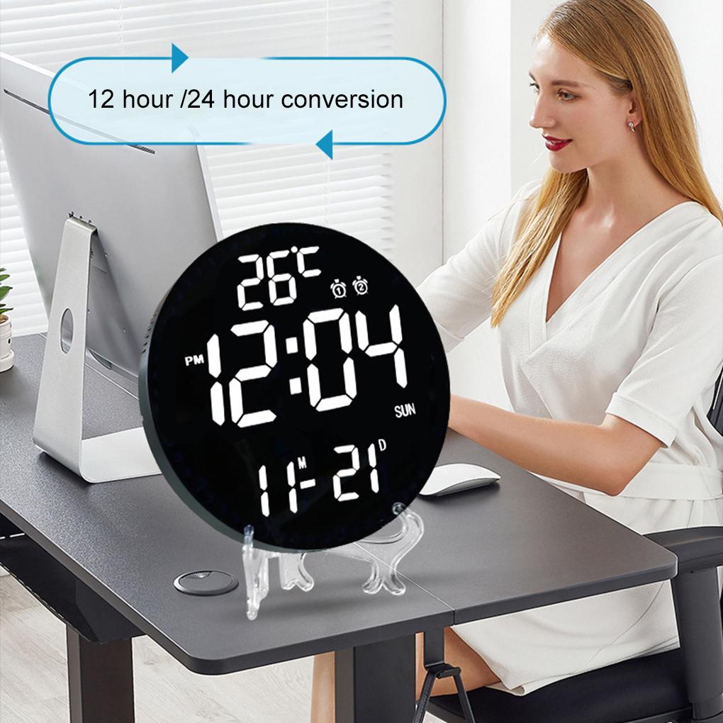 Electronic Wall Clock For Home With Temperature Detection Three Levels Brightness Adjustment Clocks