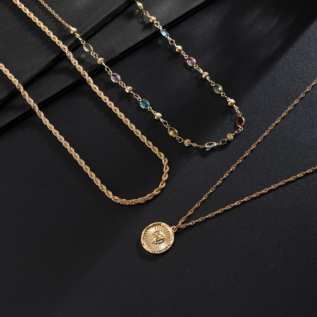 European and American Retro Three-layer Twist Chain Necklace, Men Stacked with Niche Collarbone Chain