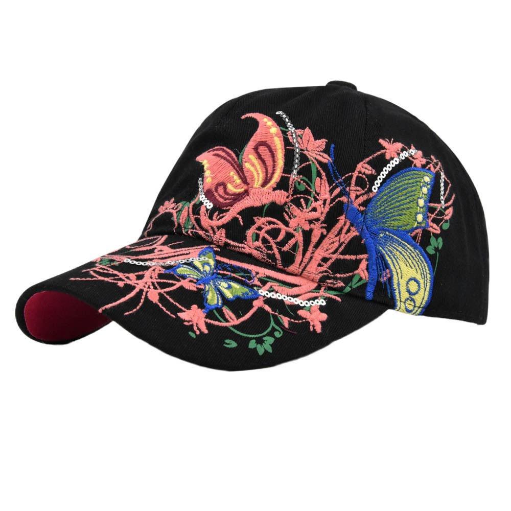 

Sparkling Butterfly Baseball Cap Sequin Cotton Baseball Cap Creative Peaked Cap Travel чорний
