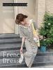 Korean Casual Striped Knit Hoodie Dress for Women, Summer College Style