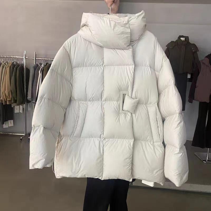 

Fashion Thickened Down Jacket Women s Medium and Long 2025 Winter New Hooded Jiangnan Warm White Duck Down Jacket Large Size M слонова кістка