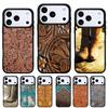 Rustic Brown Western Country Leather soft Phone Case for iPhone 17 Air 16e 15 14 13 Pro Max Back Cover for 12 11 Pro Coque