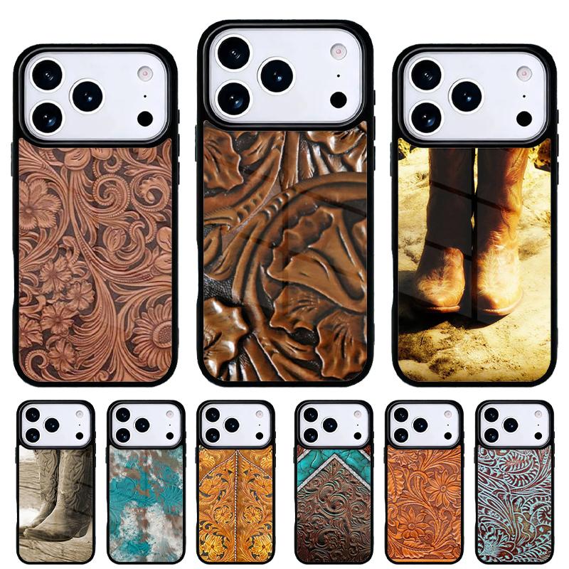 Rustic Brown Western Country Leather soft Phone Case for iPhone 17 Air 16e 15 14 13 Pro Max Back Cover for 12 11 Pro Coque