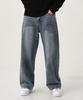 Akeusi Loose Washed Balloon Fit Wide Denim Pants Unisex (Gray)