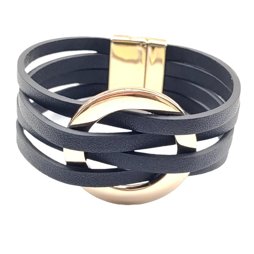 Trendy Leather Cross Bracelet with Magnetic Buckle: Chic Jewelry for Women