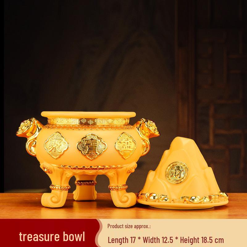 

Golden Ingot Treasure Basin: Wealth-Attracting Ornament & Money Box for Home or Shop Decor, Perfect Opening Gift