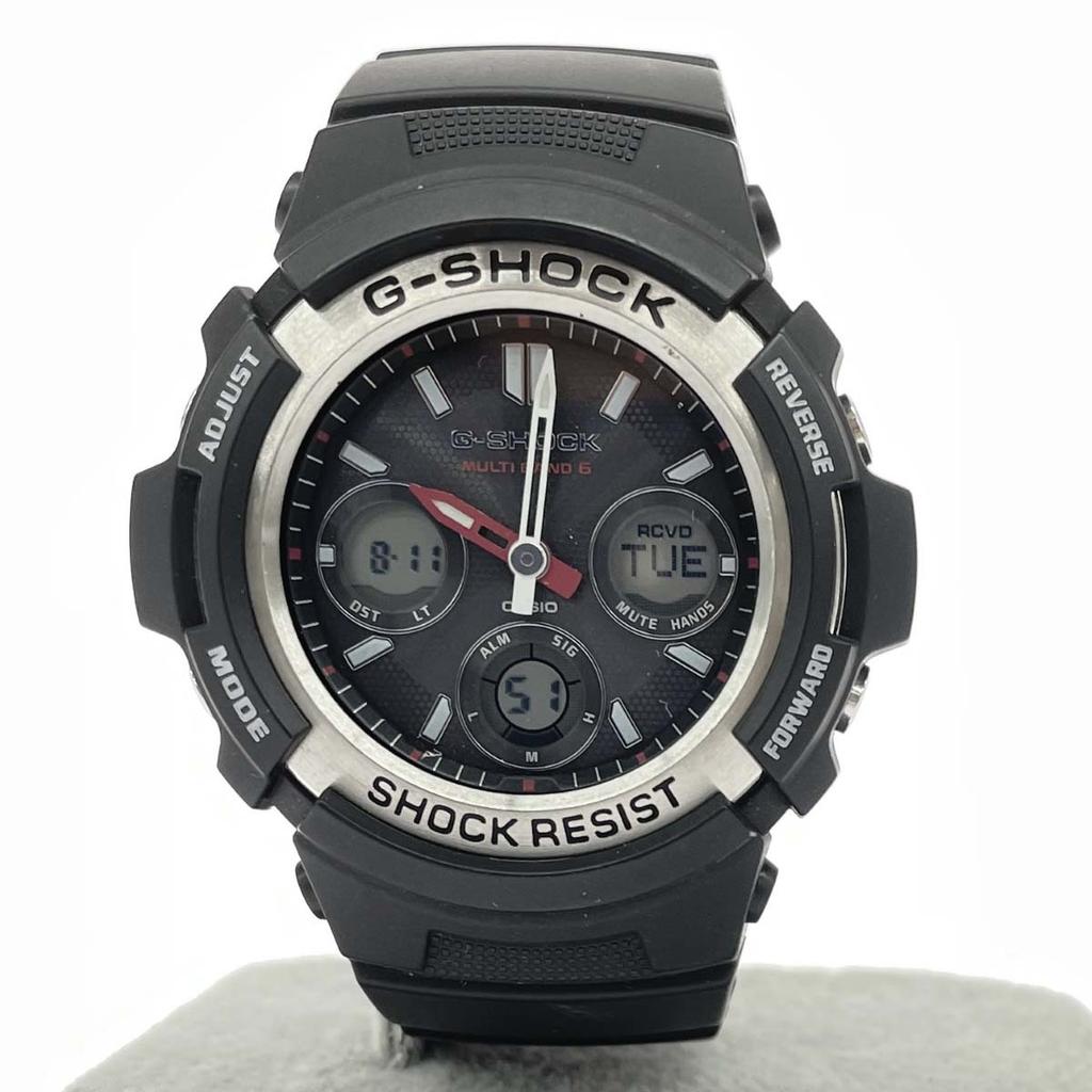 CASIO Solar Watch Stainless Steel x Resin Silver Color x Black G-SHOCK Radio-Controlled Analog-Digital / AWG-M100 Men's