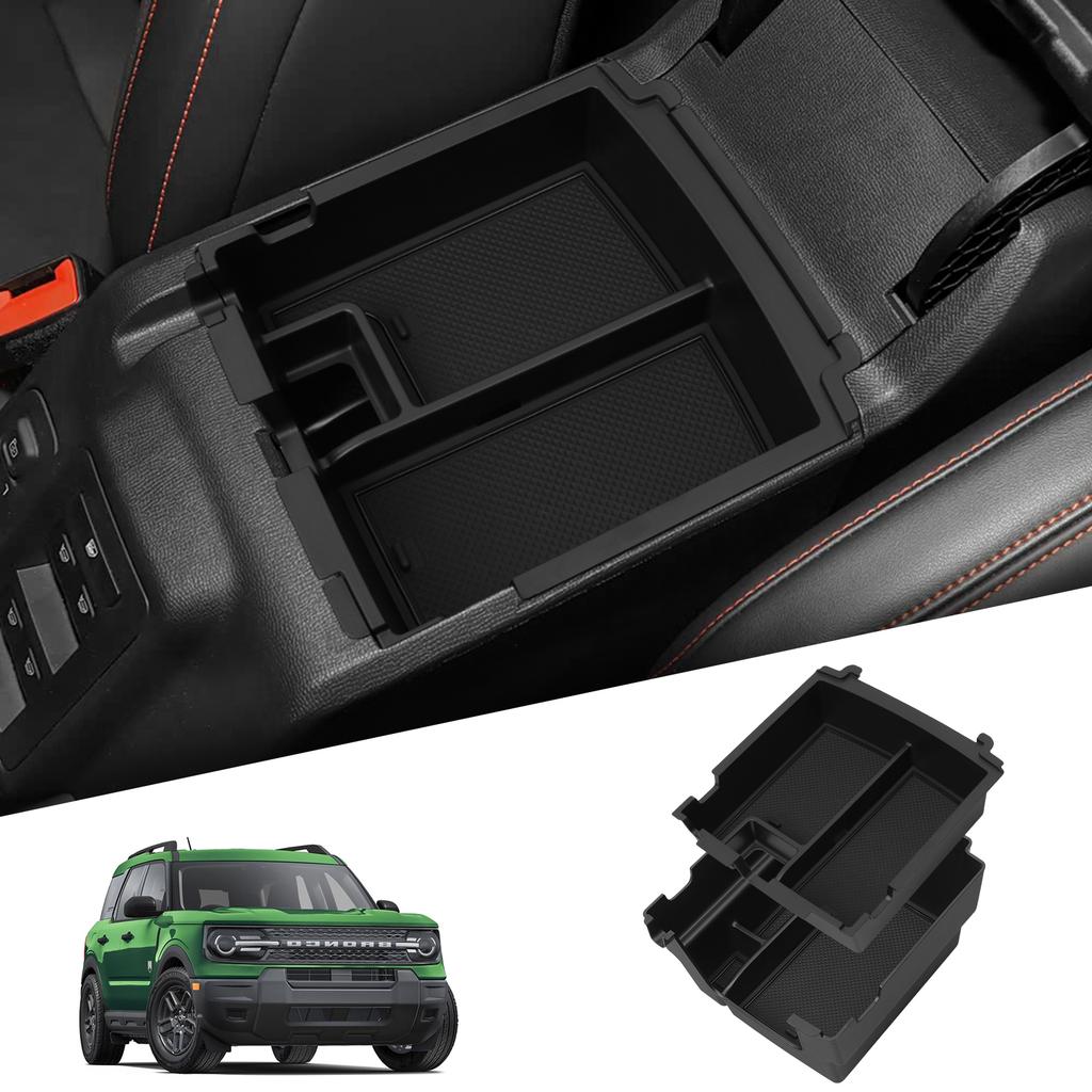 For Ford Bronco 2025 Double-layer Storage Box Center Console Armrest Tray Organizer Tidying Car Interior Accessories Black