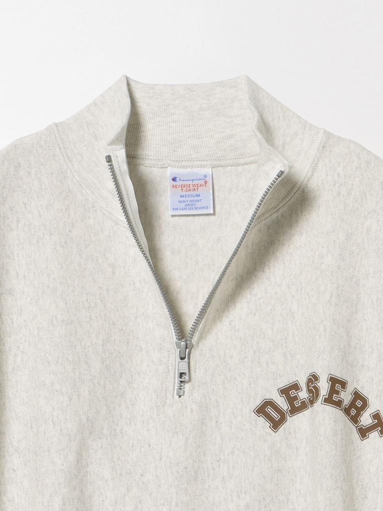 Beams Golf Men's S/S Sweatshirt (Special Order) Reverse Weave® Half-Zip Pullover, Oatmeal, Size L, 82030198411