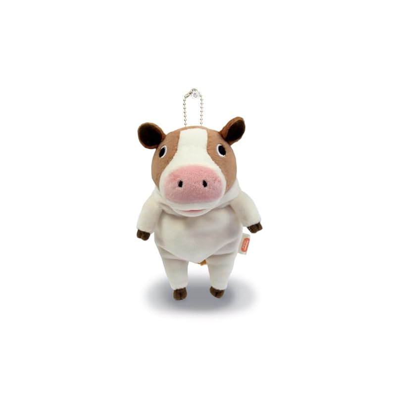 Shinada Global Mochi Series Mochiushi Brown Mini Plush Animal Cow Stuffed Animal MOCO-0088R (7x5x14cm)
