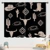 Western  Curtains  Retro Bull Skull Southwestern Boho Vintage Geometric   Retro  Native Black Window Treatments For Bedroom Livin