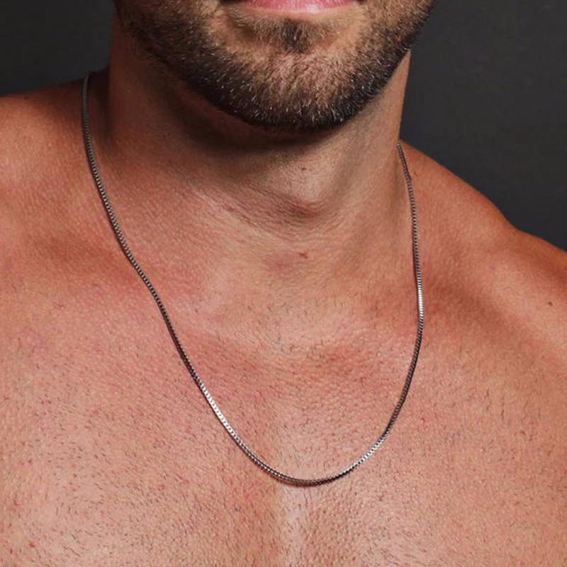 Mens Thin Box Chain Necklace,1/2/3MM Stainless Steel Chain Link Collars Gifts,Male Zircon,18 to 24 Inch