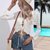 GMXIA Women's Fashion Casual Solid Color Print Long Sleeve V Neck Blouses & Shirts
