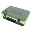 Double Layer Lure Box with Divider Panels Portable Fishing Tackle Storage Organizer for Lines Hooks Lures Green