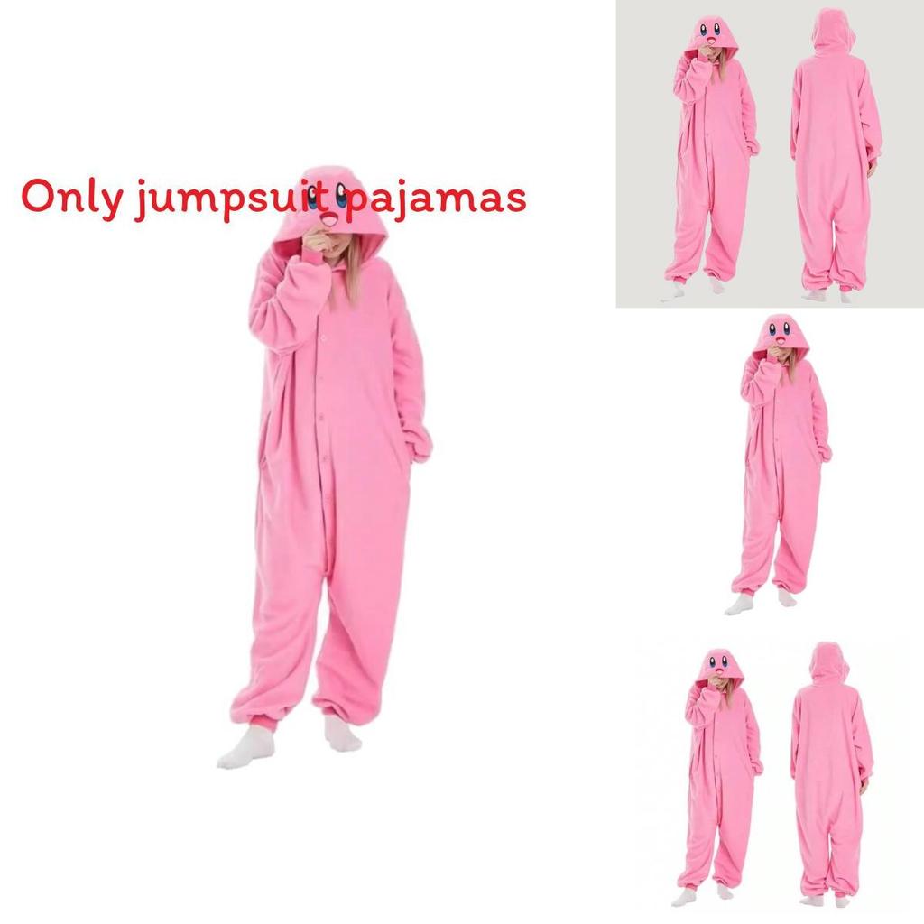 Kirby Tegneserie Dyre Onesie med Polyesterstoff for Søvn og Halloween Loungeklær