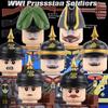 MOC WO1 Duitse Pruisische Soldaten Figuren Bouwstenen Militaire Leger Infanterie Pruisen Helmen Wapens Geweer Blokjes Speelgoed Cadeau