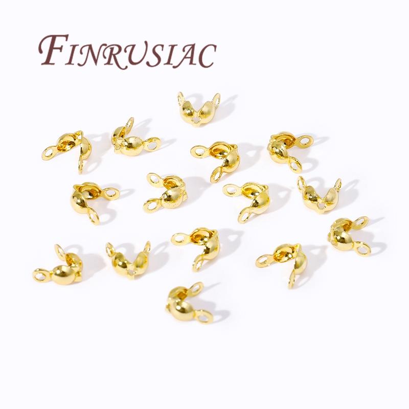 3.2mm 4mm 18K Gold Plated Crimp Bead Cover,End Caps For Jewelry Making Supplies,DIY Bracelets Accessories,Crimp Beads Findings