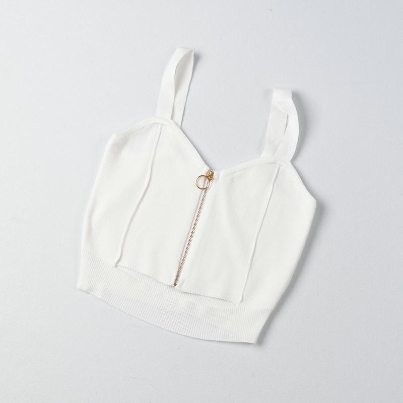 Letní pletené šaty na ramínka, dámské, sexy top s krásnými zády, s podšívkou, černá vesta, krátký střih