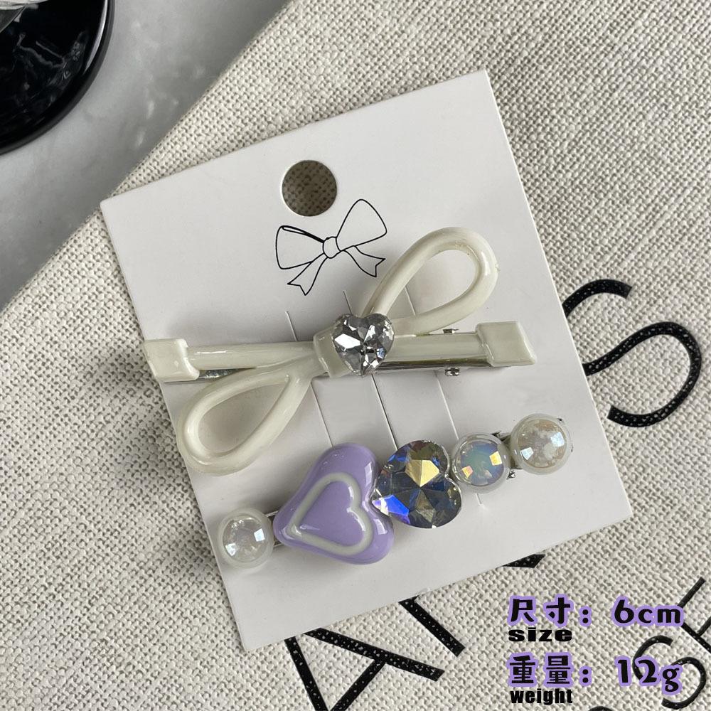 New Ins Wind Clip Sweet Cool Bow Hair Clip Side Senior Sense Hair Card Rhinestone Duckbill Clip Hair Accessories Headwear
