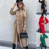 Herbst und Winter Damen Einfarbiges Einfaches Hemd Rock Langärmeliges Schnürkleid