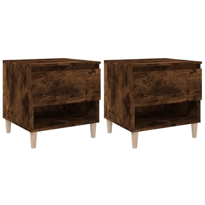 VidaXL Tables de chevet 2 pcs Chêne fumé 50x46x50 cm Bois d’ingénierie 819543