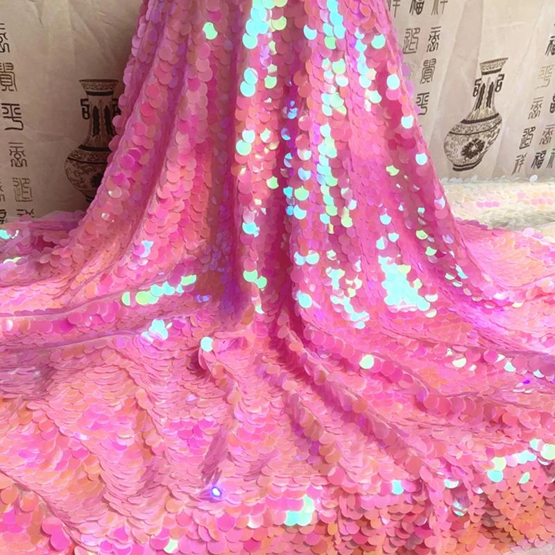Laser Iridescent Shiny Fish Scale Fabric Sequins Glitter Fabric for Tablecloth Dress Party Background Shooting Decor