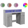 VidaXL Desk and LED Lights Sonoma Grey 120x55x91cm Engineered Wood, Work Desk, Study Desk, Home Office Desk, 3309416