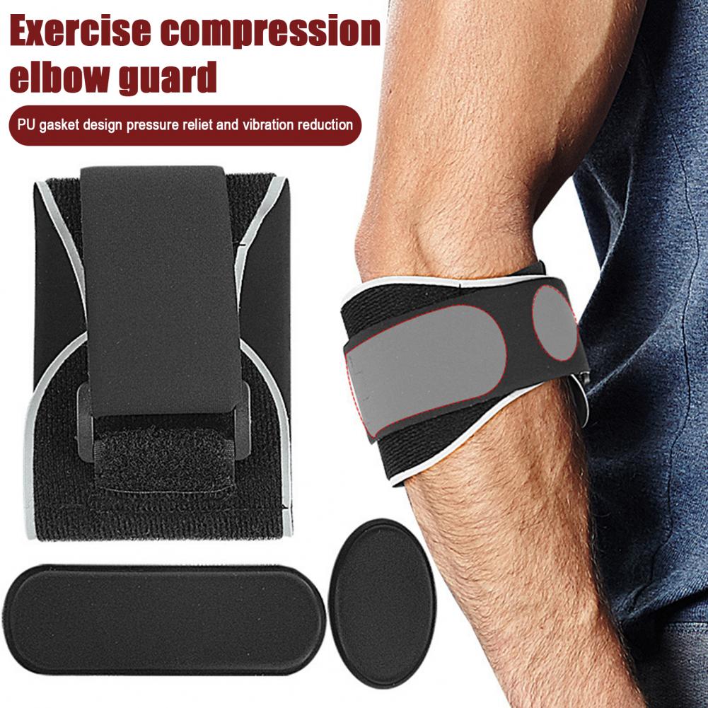 Tennis Elbow Pad With Compression Pad Fastener Tape Adjustable Strap Breathable Sweat-Absorbing Sports Fitness Elbow Guard