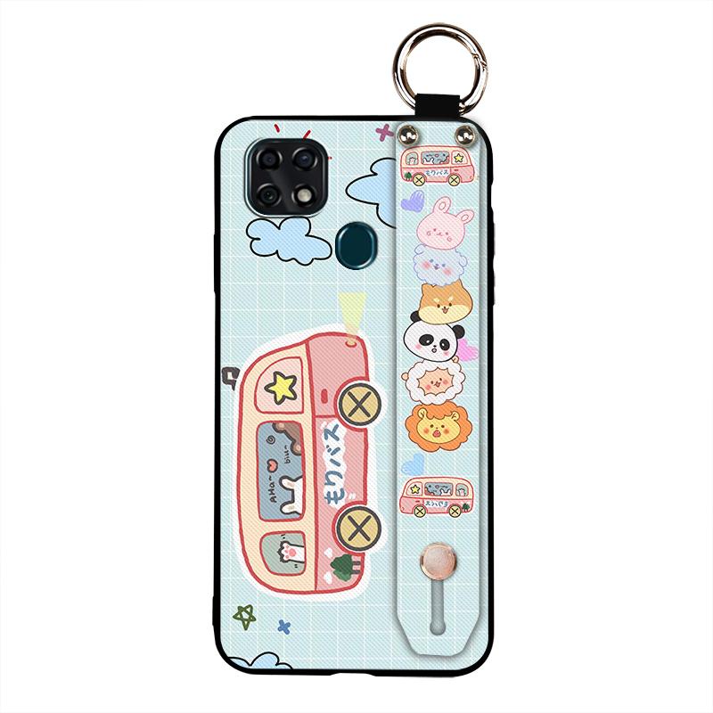Lanyard Anti-knock Phone Case For ZTE Blade 20 Wristband Kickstand Shockproof Wrist Strap Cute Cartoon Protective Ring