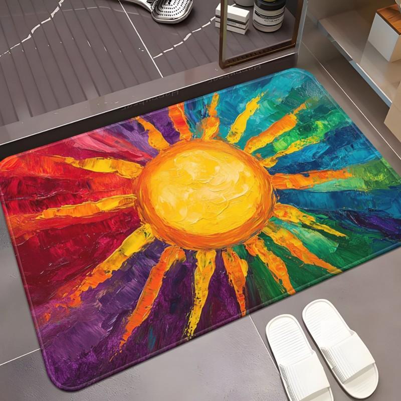 Colorful Songbird Branch Watercolor Painting Print Anti Slip Entrance Doormat Nature Wildlife Front Entry Floor Mat