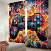 Satisfactory Game Room Curtains Video Gaming Theme Colorful Decor Playroom Home Apartment Bedroom Living Set Of 2 Made Polyester