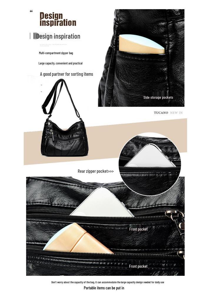 Retro Soft Leather Women's Crossbody Bag - Fashionable, Versatile, Casual Single-Shoulder Bag
