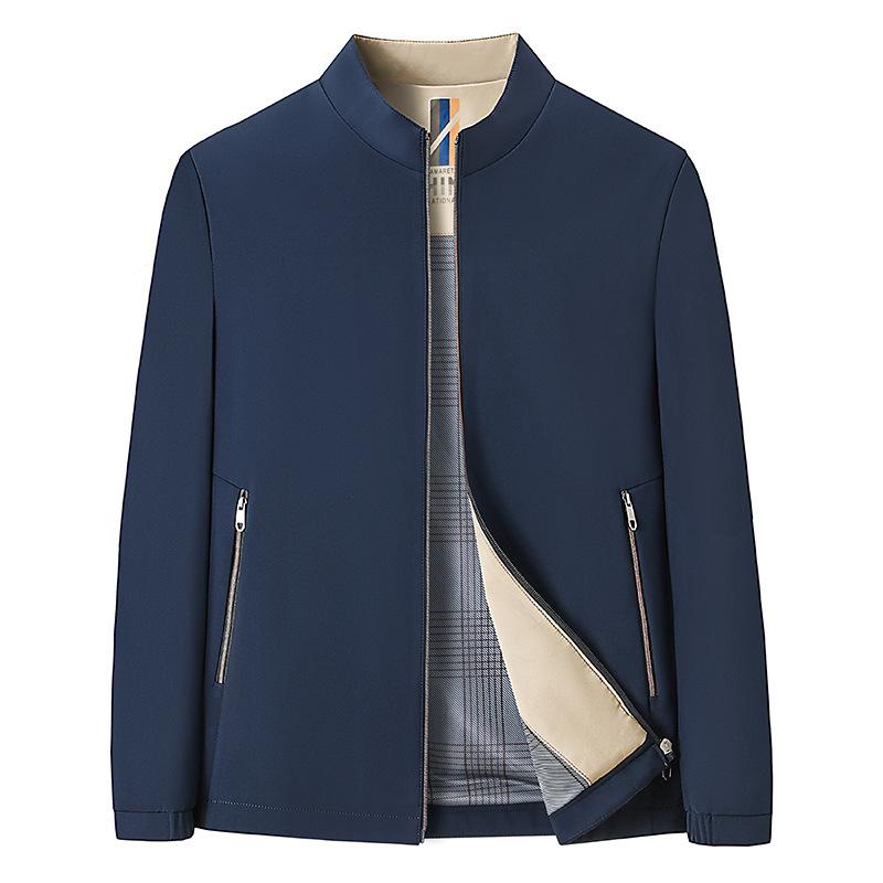 Spring and Autumn Middle-aged Men's Jacket Thin Casual Breathable Loose Solid Color Middle-aged and Elderly Handsome Dad Jacket