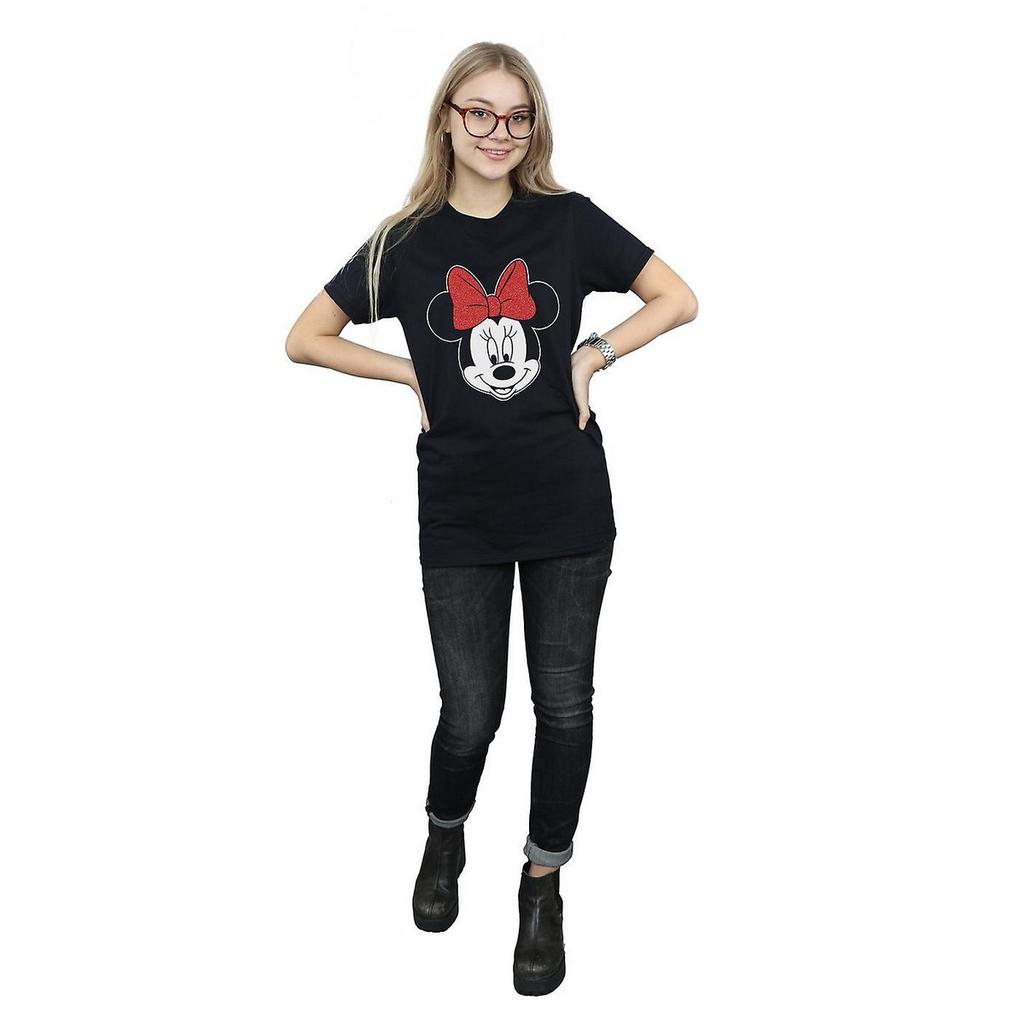 Disney Womens/Ladies Minnie Mouse Head Cotton Boyfriend T-Shirt