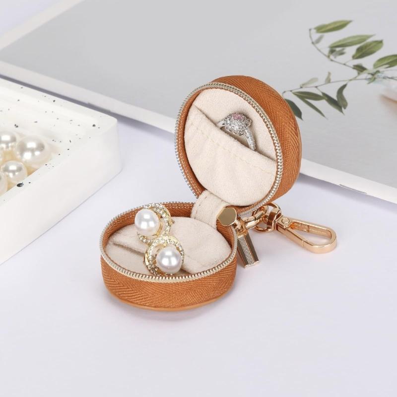 Miniature Jewelry Storage Box With Detachable Keychain Elastic Bands For Rings Earrings Gym Travel Essential
