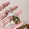 Jadperlen Blume Anhänger Schlüsselbein Kette Damen Sommer Verstellbare Kordel Halskette