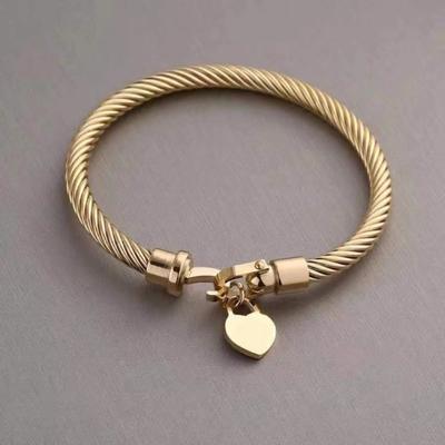 Titanium Steel Wire Rope Bracelet Women's Love Pendant Adjustable Fashion European and American Style Bracelet Jewelry