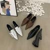 2025 spring and autumn new pointed single shoes women's French retro word fashion versatile low heel flat Mary Jane