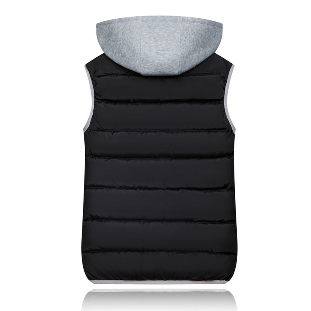 Women's Fall Winter Cotton Vest, Korean Style Plus Size Detachable Hooded Short Warm Sleeveless Waistcoat