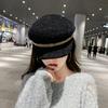 Berretto da donna per Boomer Autunno Inverno Cappello da celebrità di Internet Cappello blu navy Cappello ottagonale versatile Cappellino alla moda
