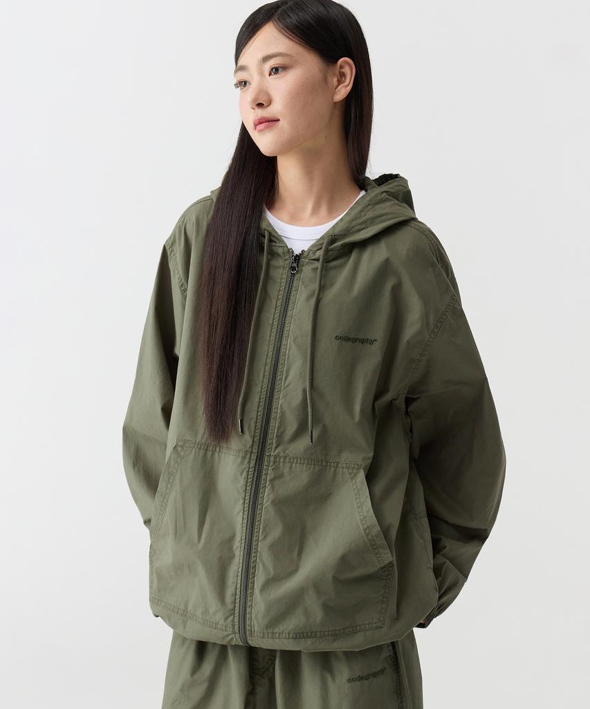 Cgp Garment-Washed 2-Way Tech Short Hoodie Jacket_Khaki