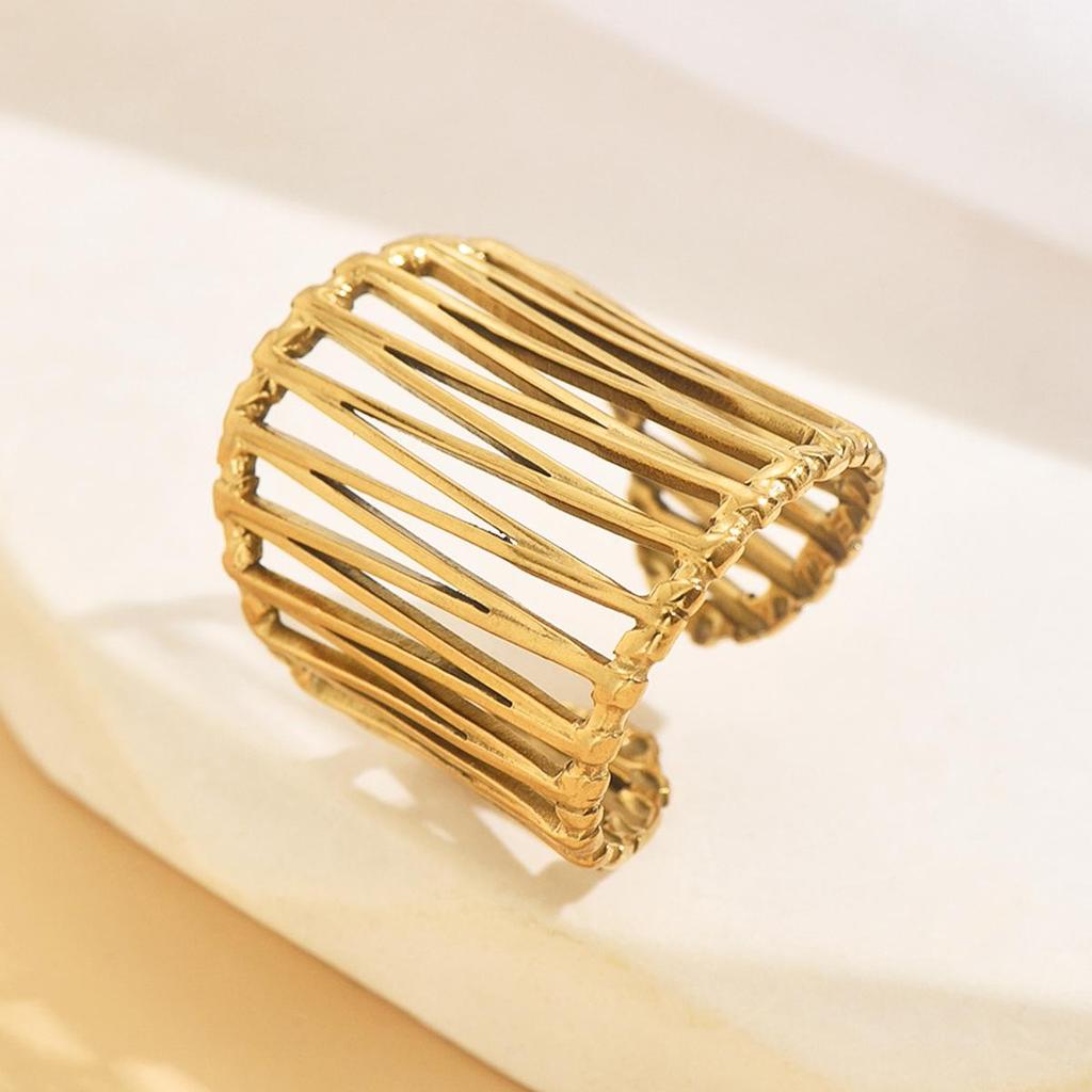 Ins Style Irregular Geometric Stainless Steel Colorfast Open Ring